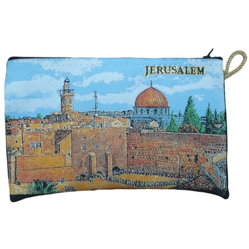 Jerusalem Zippered Fabric Purse Gleaming ... | Jewish Gift from Israel