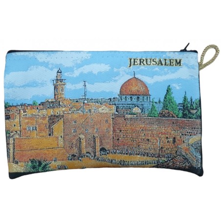 Sac à main en tissu à fermeture éclair Jérusalem brillant... | Cadeau juif d'Israël