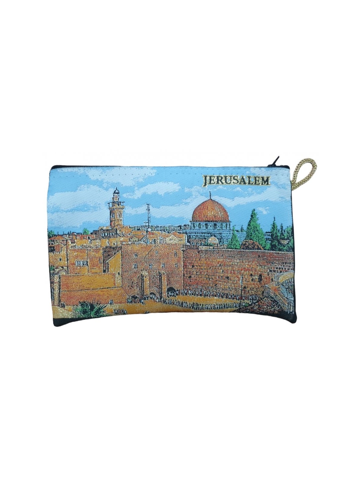 Sac à main en tissu à fermeture éclair Jérusalem brillant... | Cadeau juif d'Israël