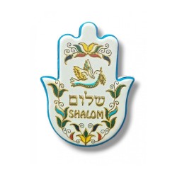 Textured Ceramic Hamsa Magnet Dove of Peace %96 Sh... | Jewish Magnets