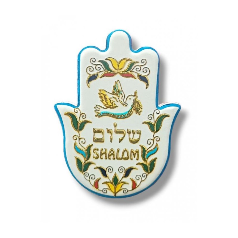 Textured Ceramic Hamsa Magnet Dove of Peace %96 Sh... | Jewish Magnets
