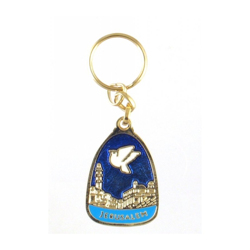 Jerusalem Keychain with Dove of Peace | Judaica Keychains
