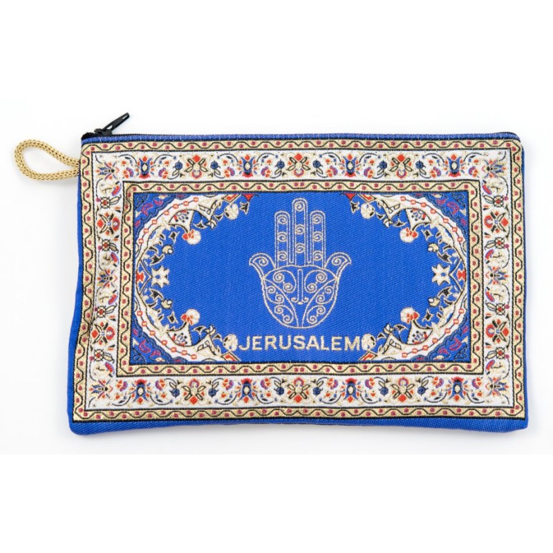Embroidered Fabric Purse Blue Hamsa with ... | Jewish Gift from Israel