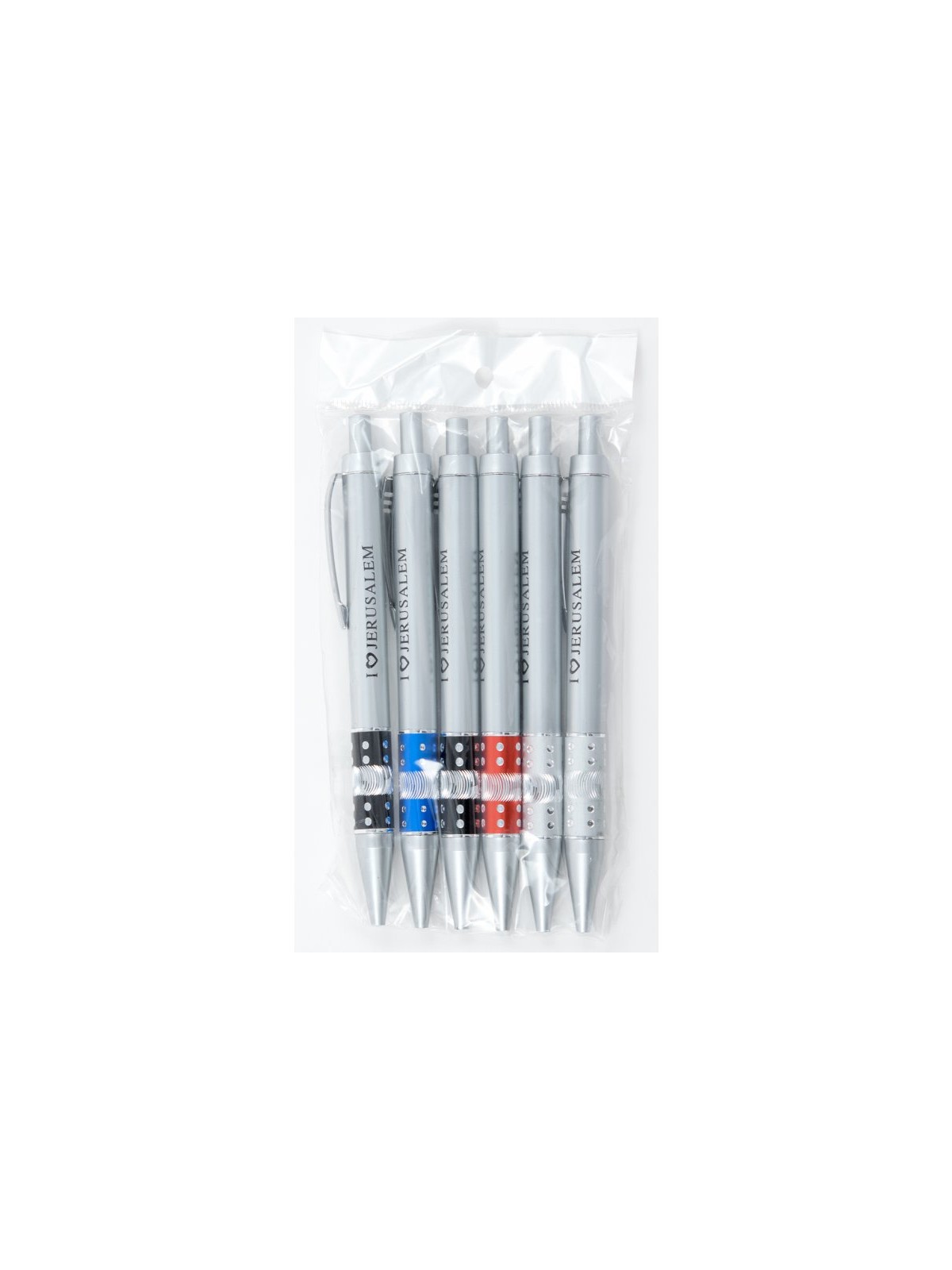 Souvenir Set of Six Colorful Pens inscribed with I L... | Israeli Pens