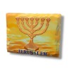 Textured Ceramic Magnet Golden Seven Branch Temple... | Jewish Magnets