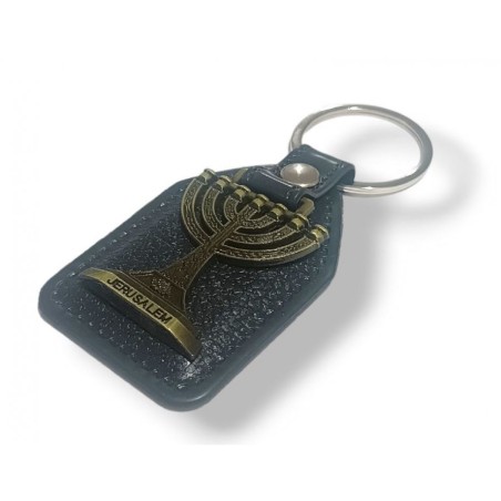 Key Chain with Metal Temple Image Jerusalem on ... | Judaica Keychains