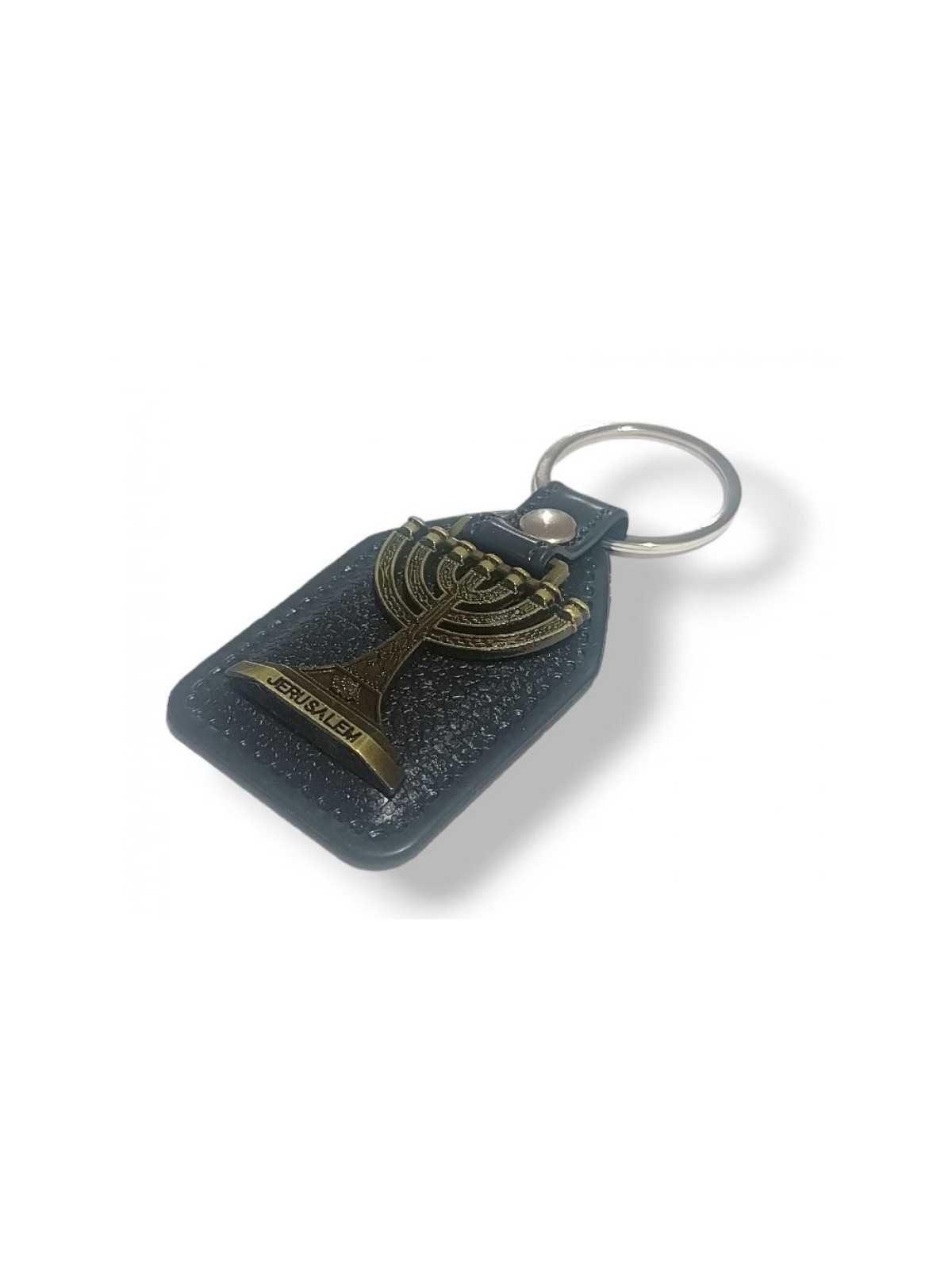 Key Chain with Metal Temple Image Jerusalem on ... | Judaica Keychains