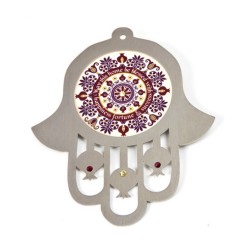 Dorit Judaica Purple Stainless Steel Wall Hamsa Home ... | Hamsa Hands