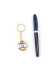 Gold Key Chain with Swivel Center Blue and Whit... | Judaica Keychains