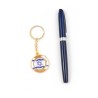 Gold Key Chain with Swivel Center Blue and Whit... | Judaica Keychains
