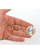 Gold Key Chain with Swivel Center Blue and Whit... | Judaica Keychains