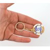 Gold Key Chain with Swivel Center Blue and Whit... | Judaica Keychains