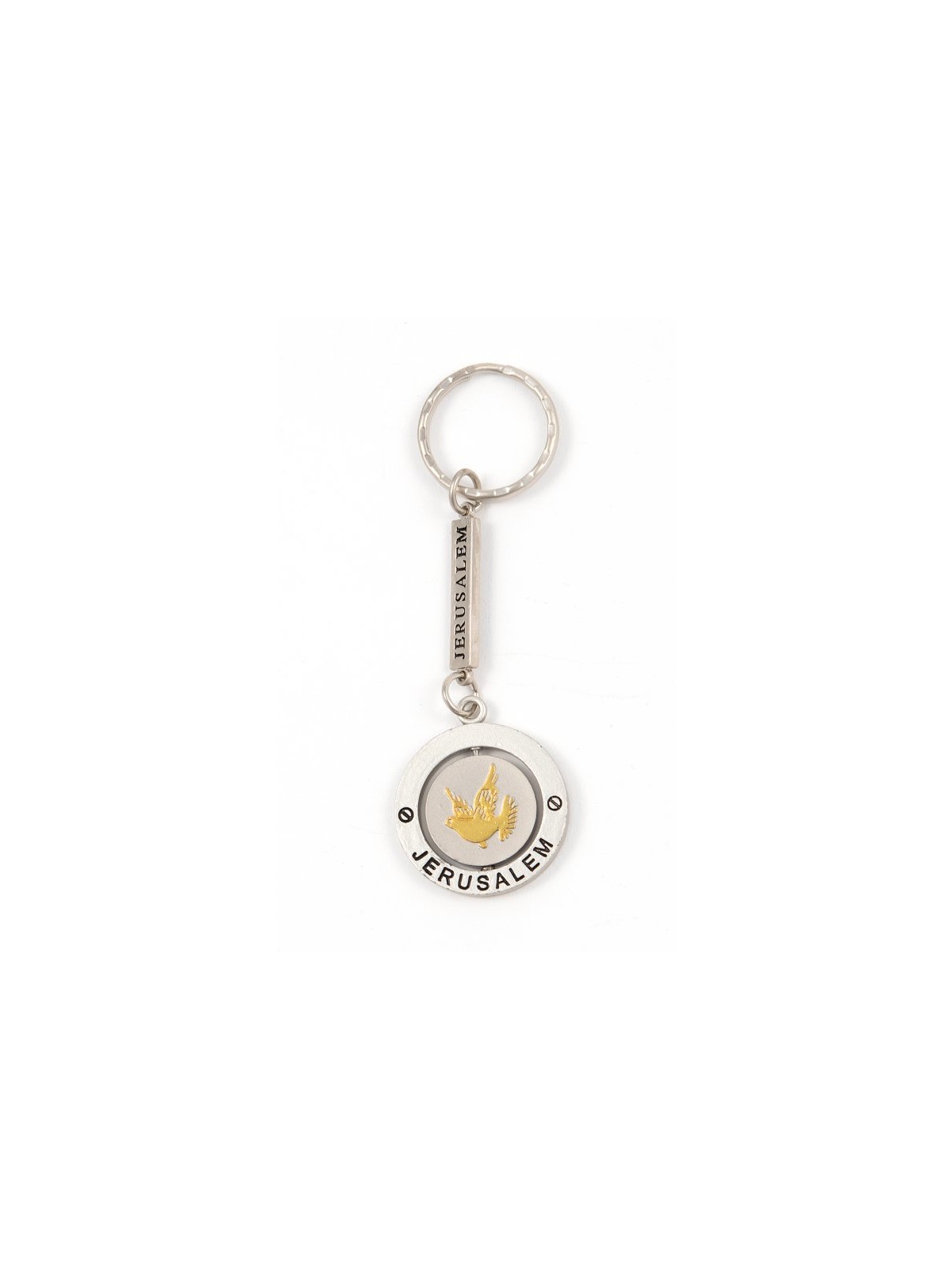 Silver Key Chain with Swivel Center Gold Peace ... | Judaica Keychains