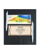 Stylo à bille argenté avec carte extractible d'Israël et... | Stylos israéliens