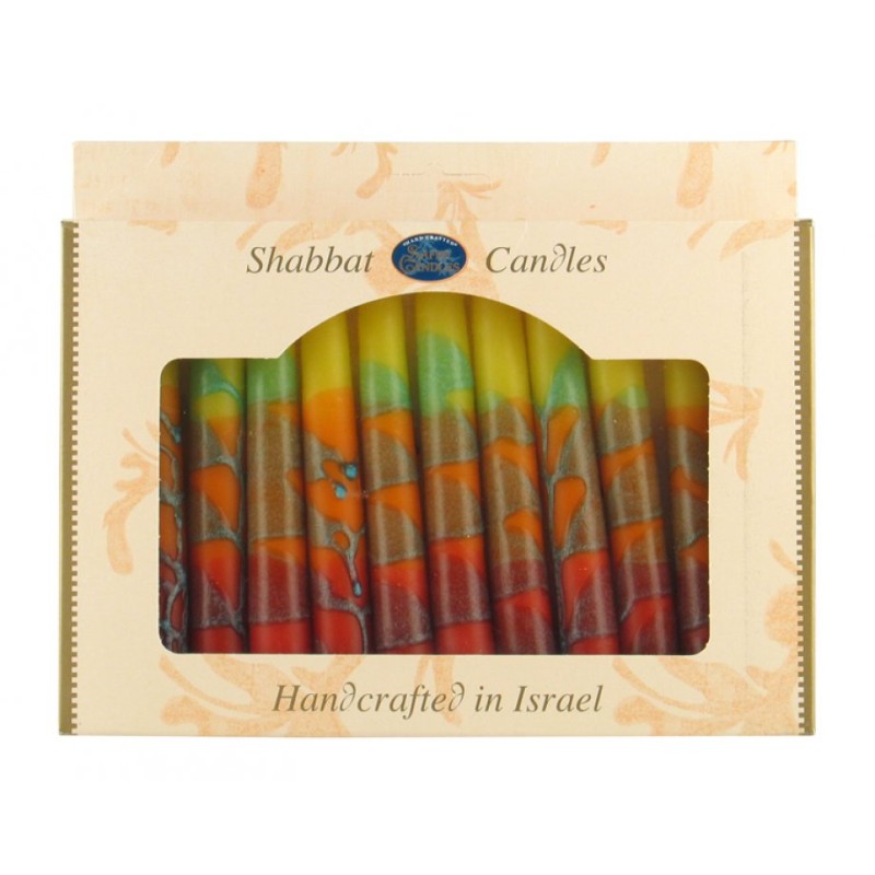 Decorative Handmade Galilee Shabbat Candles Red G... | Sabbath Candles