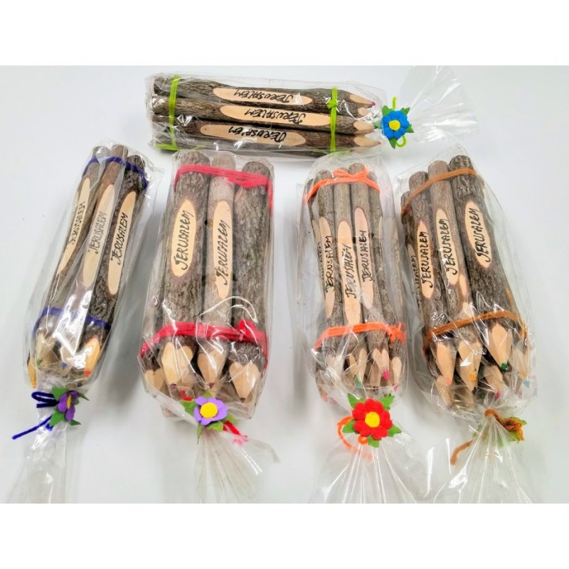 Set of Six Souvenir Olive Wood Colored Pencil... | Kids Games and Toys