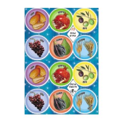 Colorful Stickers Seven Species of the Land of I... | Judaica Stickers