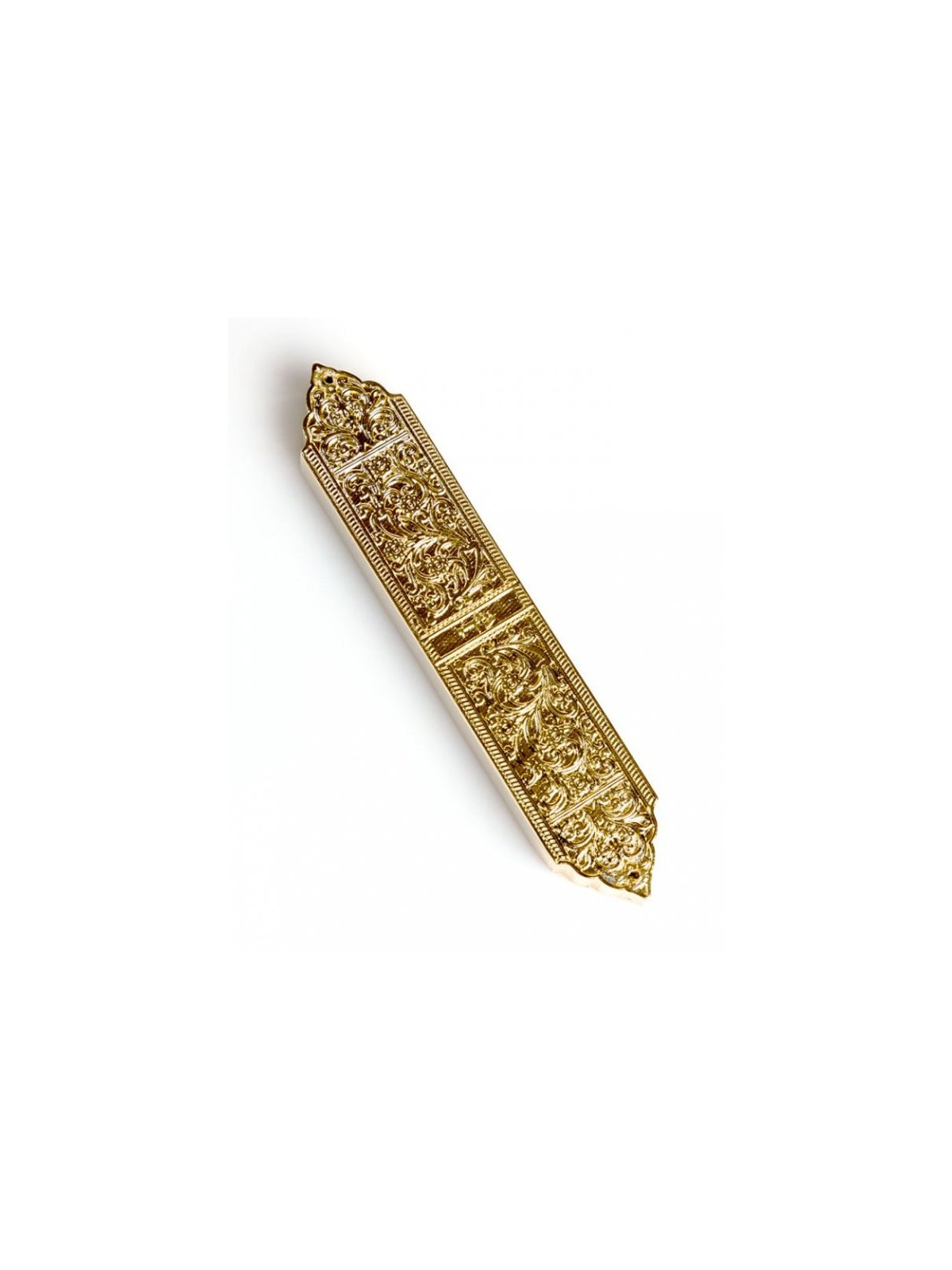 Gold Finish Artistic Mezuzah Case Replica of Israel... | Metal Mezuzah
