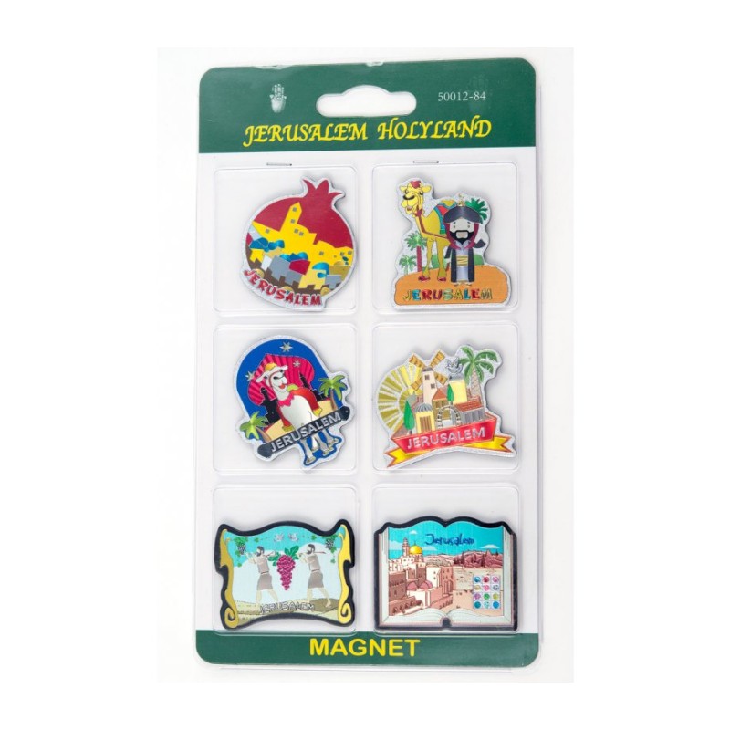 Pack of Six Luminous Holy land Fridge Magnets Jeru... | Jewish Magnets