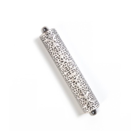 Silver Plate Mezuzah Case Replica Antique Silver Bi... | Metal Mezuzah