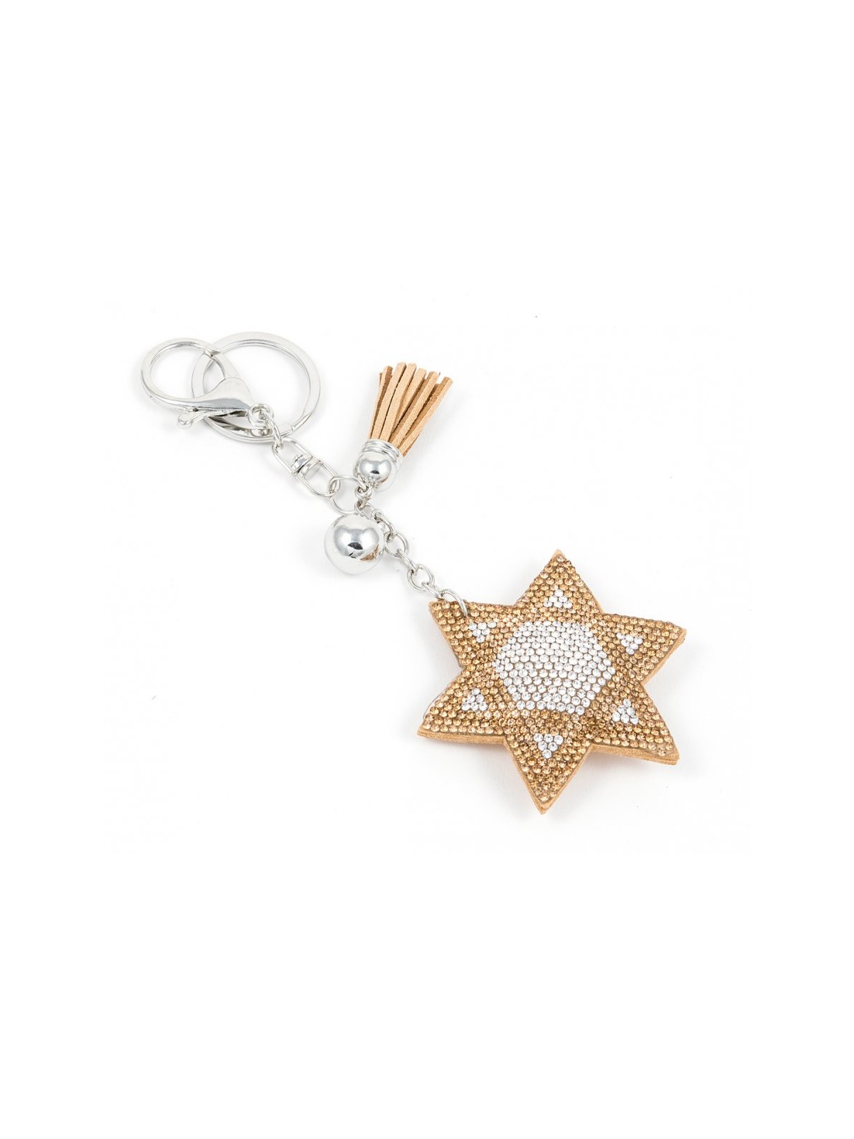Padded Felt Star of David Key Chain Glitter Gol... | Judaica Keychains