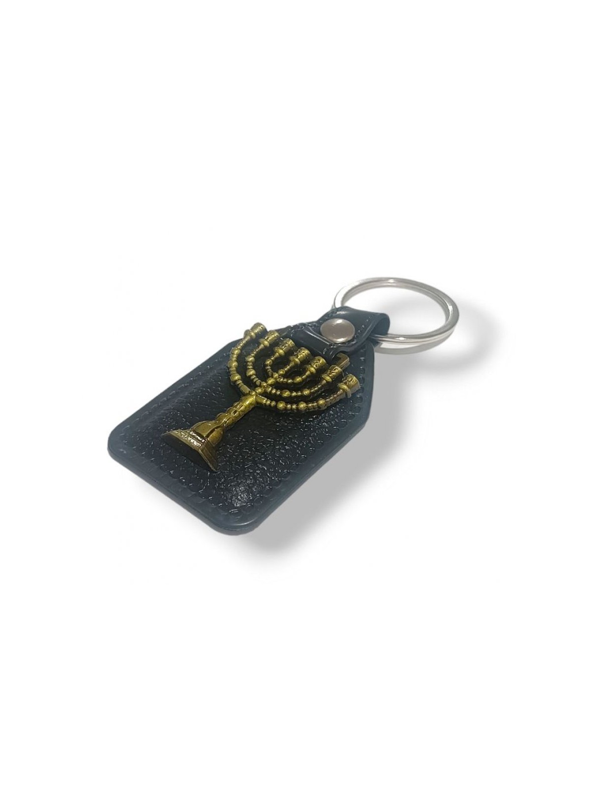 Key Chain with Metal Temple Menorah Image in Go... | Judaica Keychains