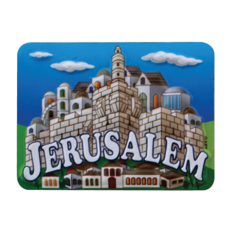 Colorful Plastic Magnet with Images of Jerusalem | Jewish Magnets