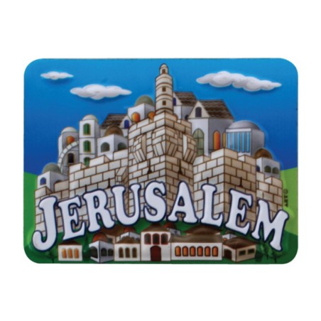 Colorful Plastic Magnet with Images of Jerusalem | Jewish Magnets