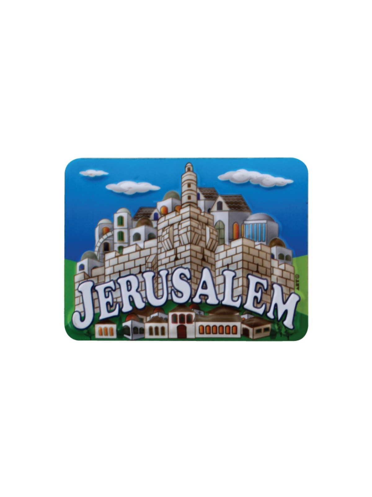 Colorful Plastic Magnet with Images of Jerusalem | Jewish Magnets