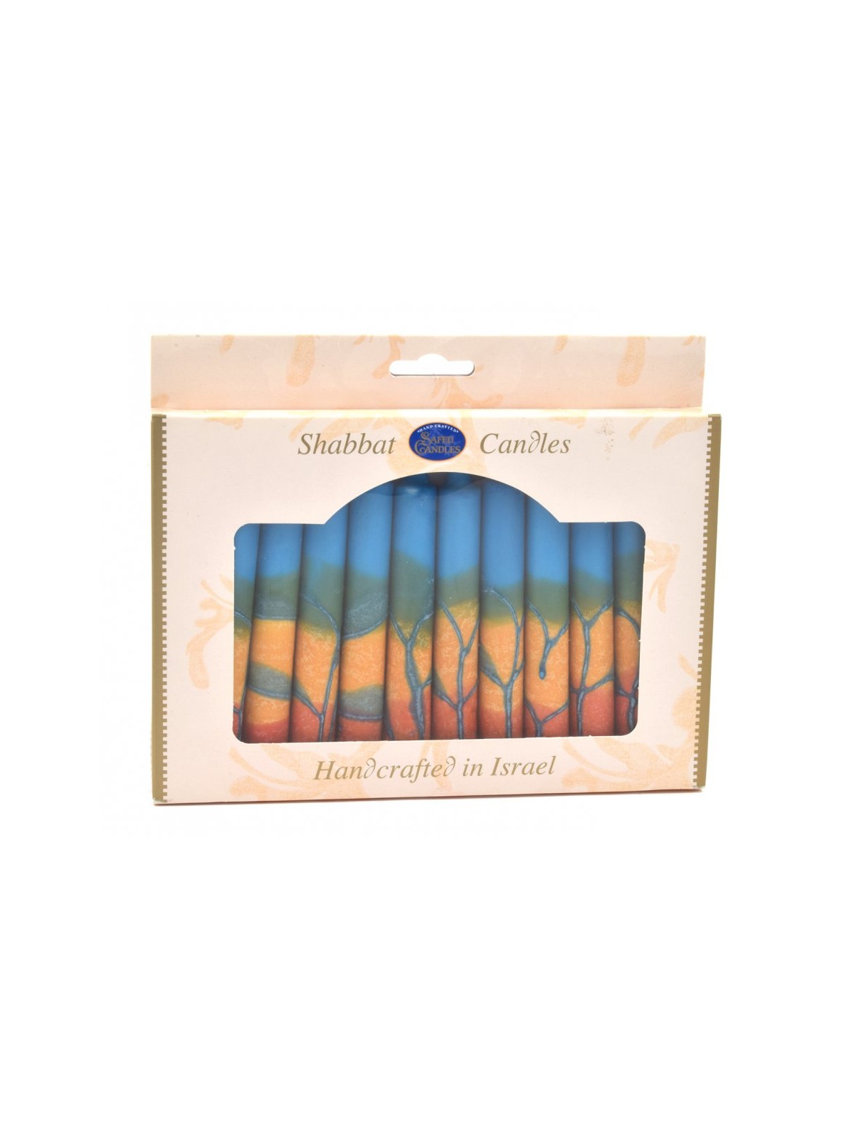 Decorative Handmade Galilee Shabbat Candles Orang... | Sabbath Candles