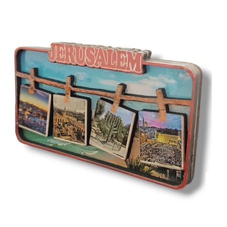 Colorful 3D Cutout Wood Jerusalem Magnet Hanging C... | Jewish Magnets