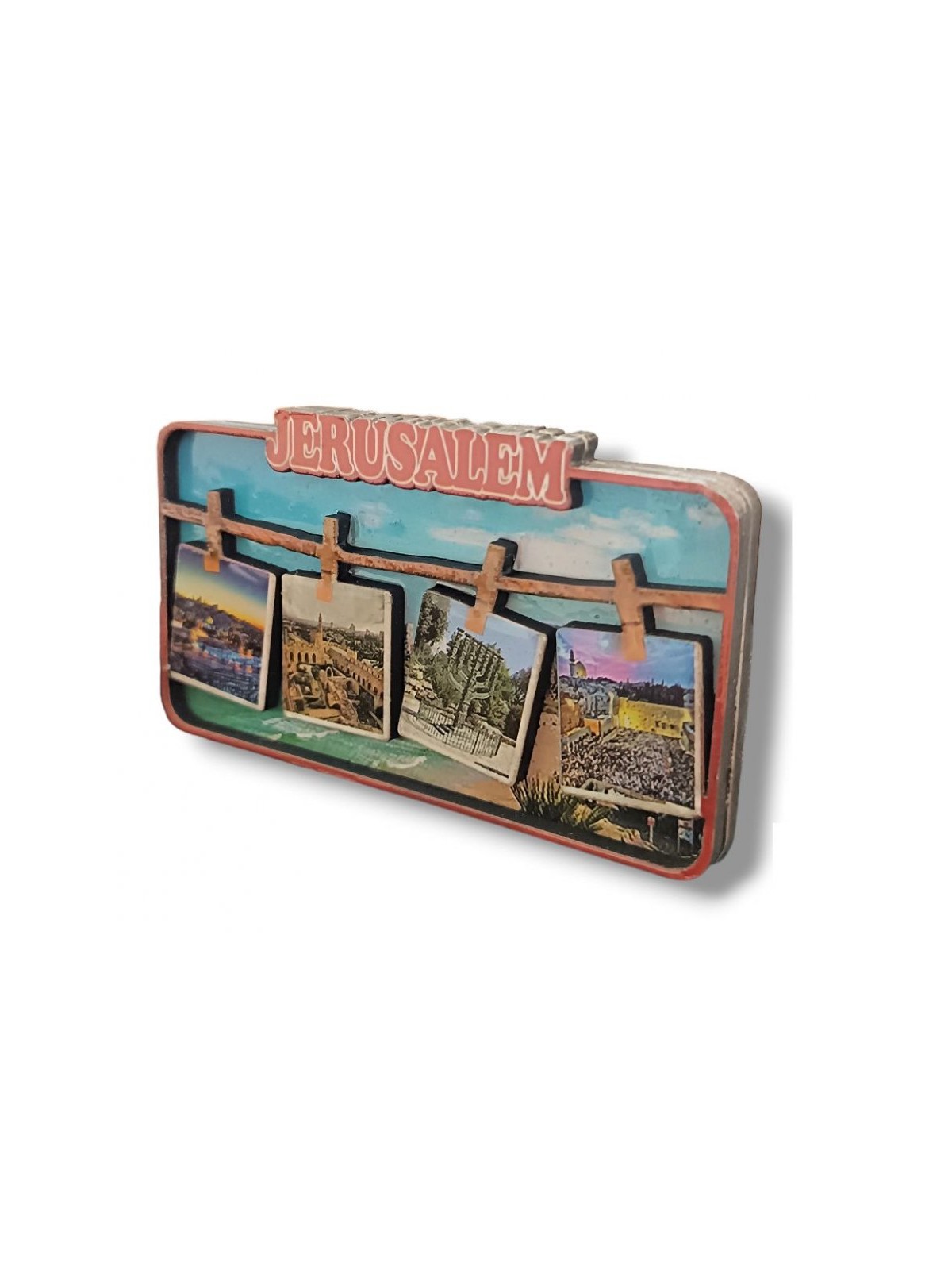 Colorful 3D Cutout Wood Jerusalem Magnet Hanging C... | Jewish Magnets
