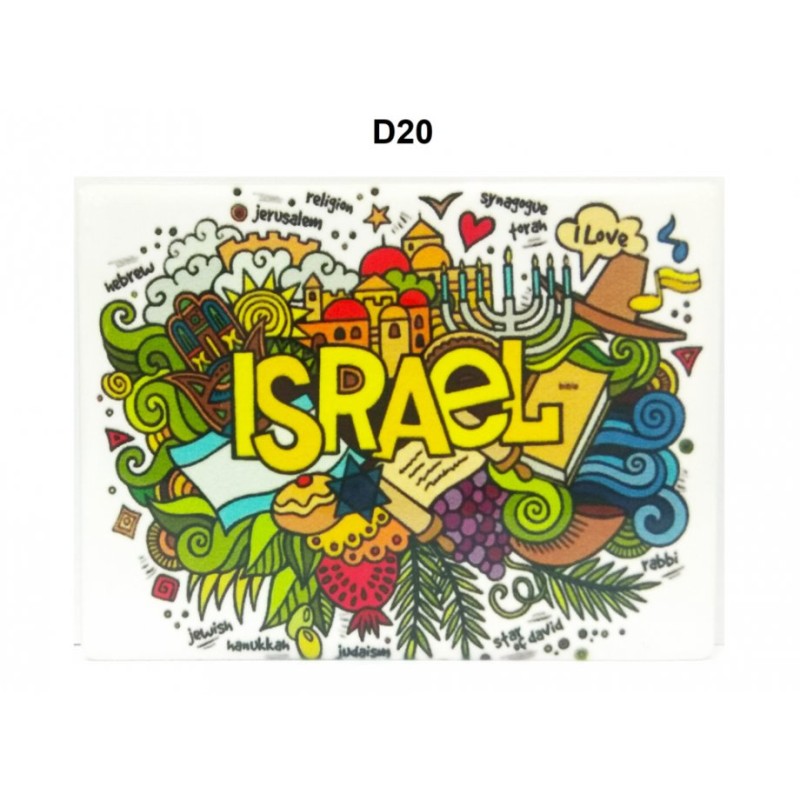 Ceramic Magnet Colorful Judaica Motifs in Israel | Jewish Magnets