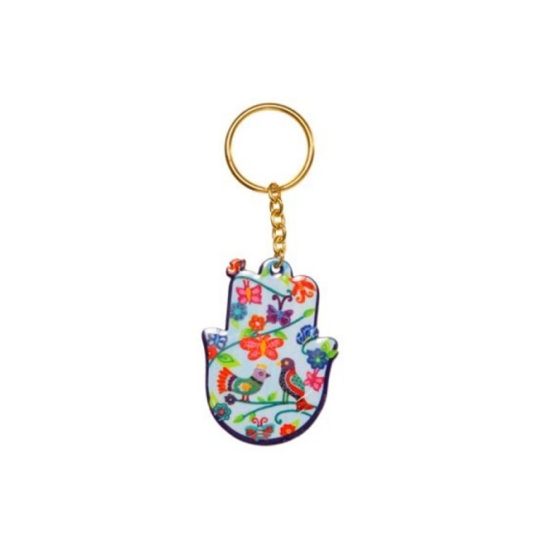 Yair Emanuel Gold Key Chain Colorful Hamsa with... | Judaica Keychains