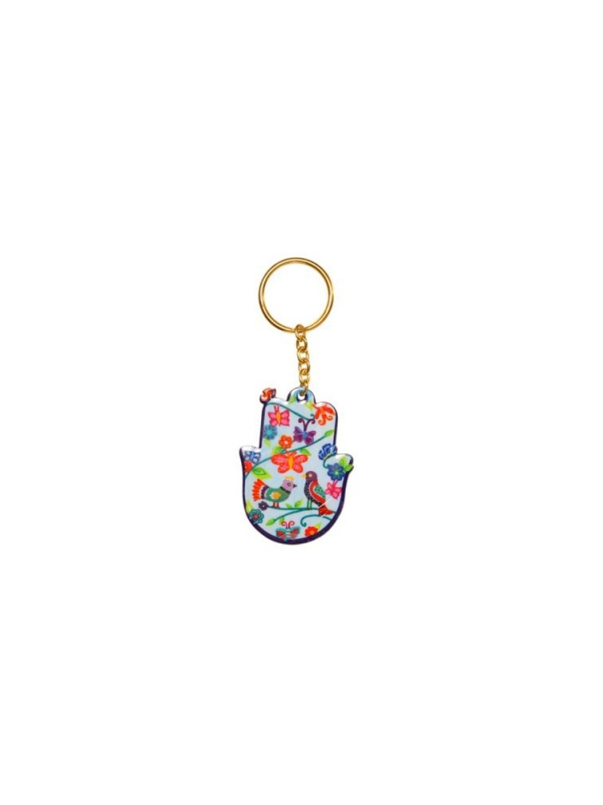 Yair Emanuel Gold Key Chain Colorful Hamsa with... | Judaica Keychains