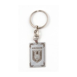 Dog Tag Key Ring Framed Lion of Judah and Jerus... | Judaica Keychains