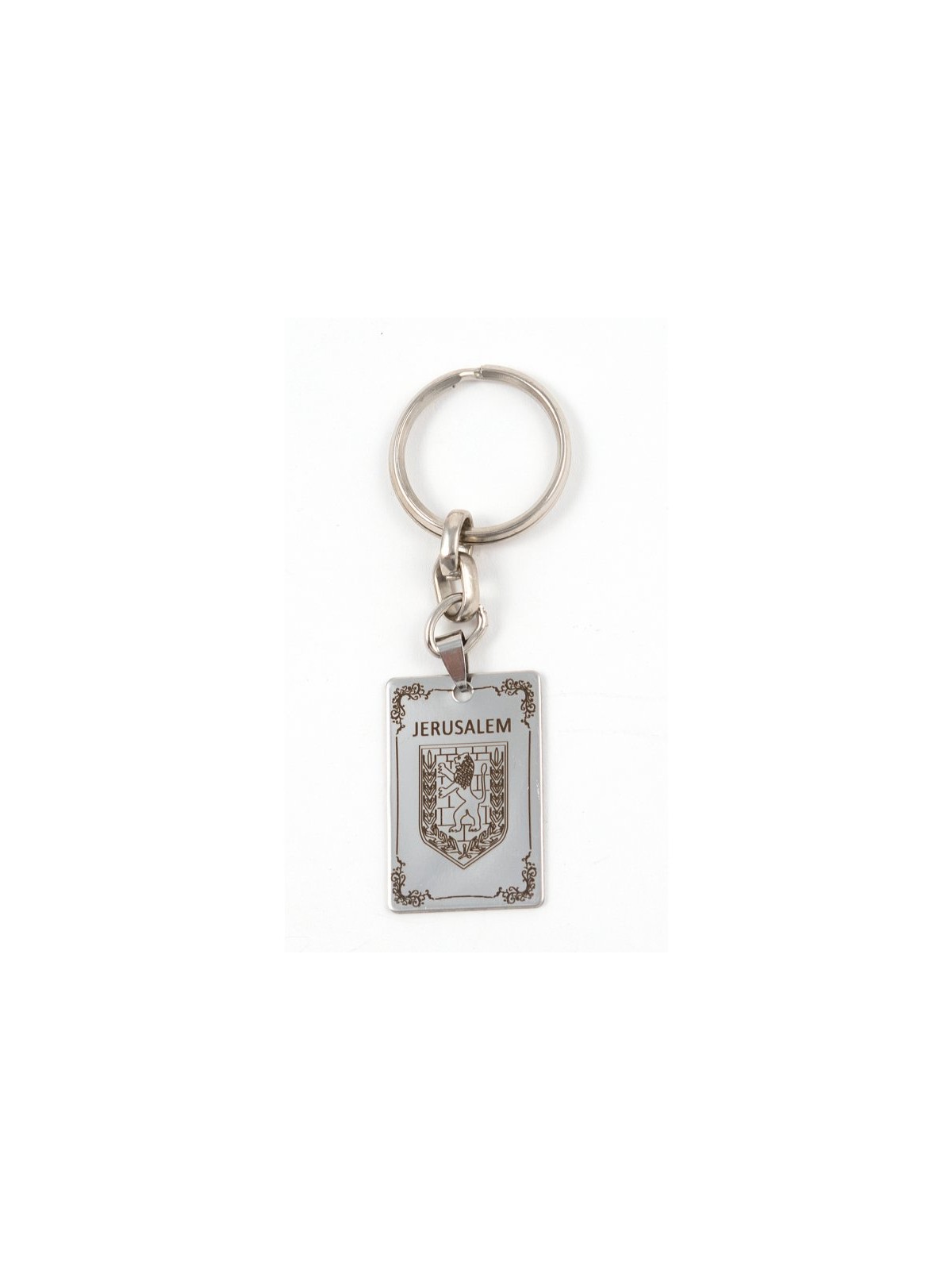 Dog Tag Key Ring Framed Lion of Judah and Jerus... | Judaica Keychains