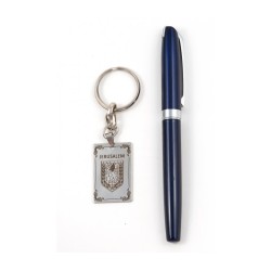 Dog Tag Key Ring Framed Lion of Judah and Jerus... | Judaica Keychains