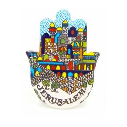 Ceramic Hamsa Magnet Images of Jerusalem in Armeni... | Jewish Magnets