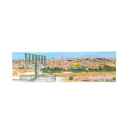 Colorful Long Magnet View of Jerusalem with Knesse... | Jewish Magnets