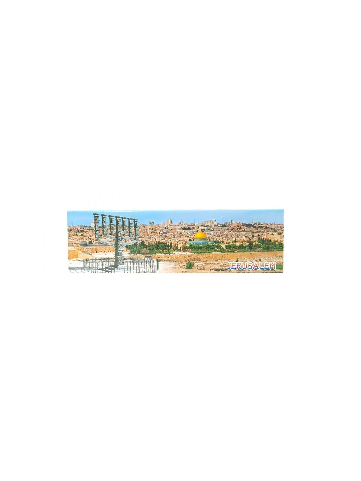 Colorful Long Magnet View of Jerusalem with Knesse... | Jewish Magnets