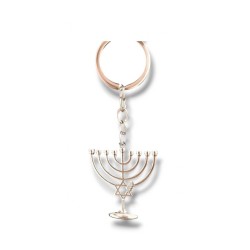 Key Chain with Hanging Chanukah Menorah and Sta... | Judaica Keychains