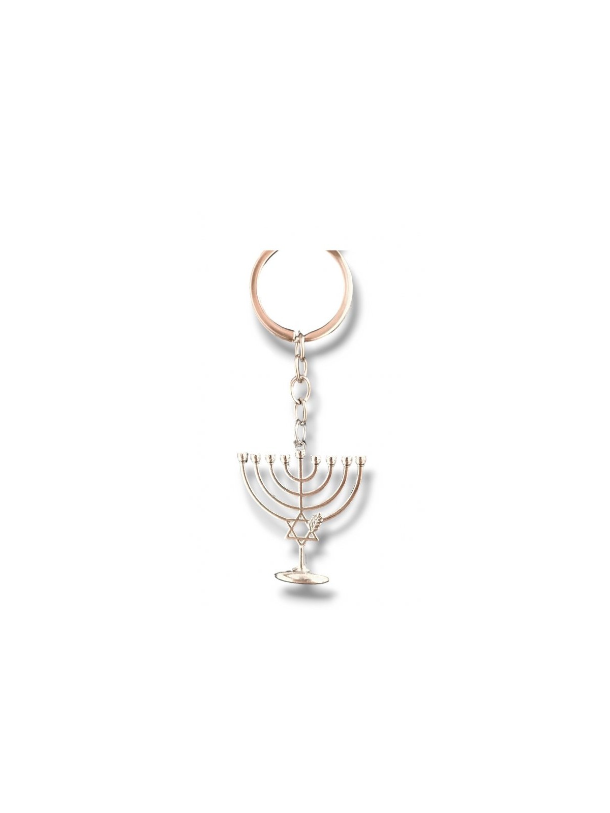 Key Chain with Hanging Chanukah Menorah and Sta... | Judaica Keychains