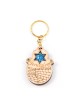 Wood Jerusalem Keychain with Semi Precious Ston... | Judaica Keychains