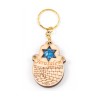 Wood Jerusalem Keychain with Semi Precious Ston... | Judaica Keychains
