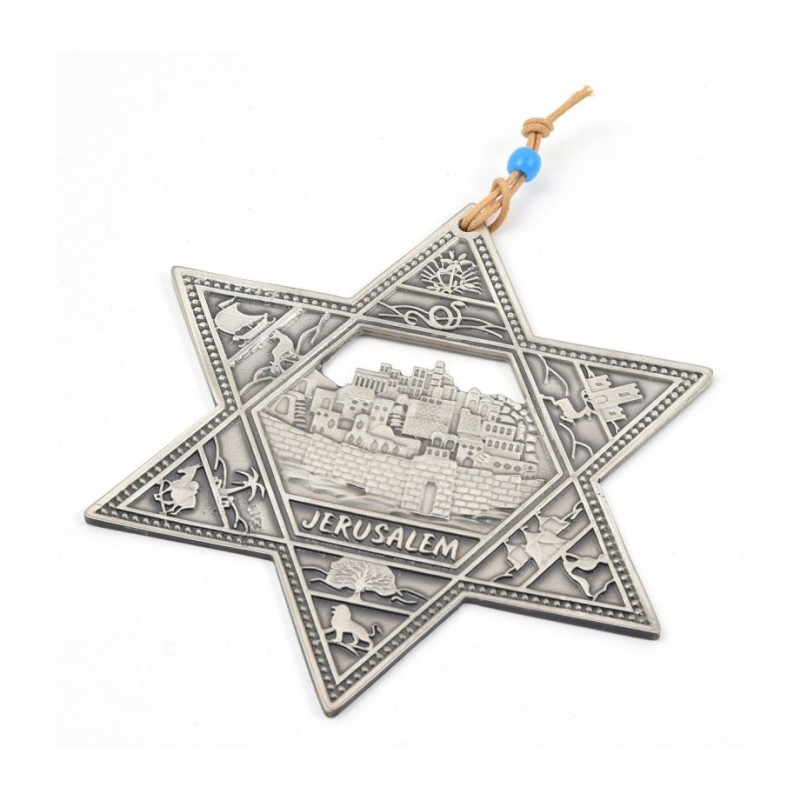 Pewter Star of David Wall Hanging with Twelve Tribe... | Star of David