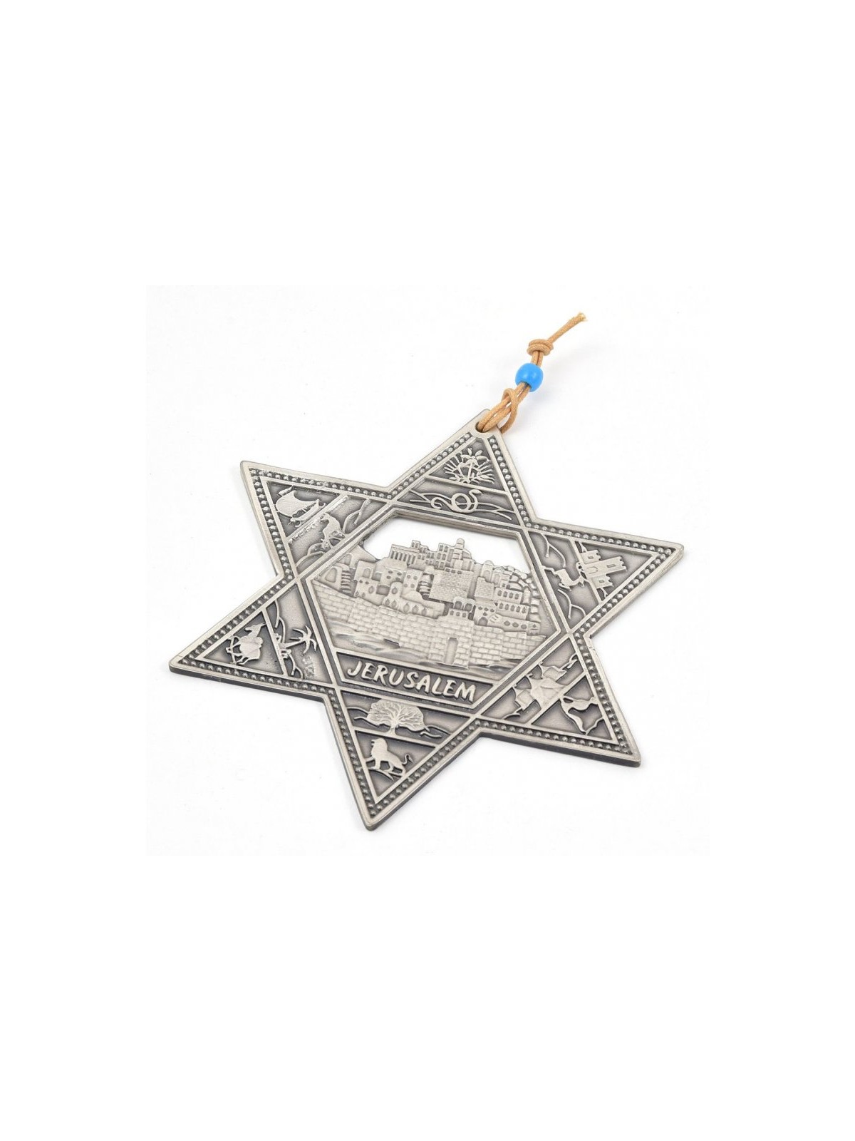 Pewter Star of David Wall Hanging with Twelve Tribe... | Star of David