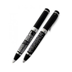 Black Ballpoint Pen with Silver English Travelers Pr... | Israeli Pens