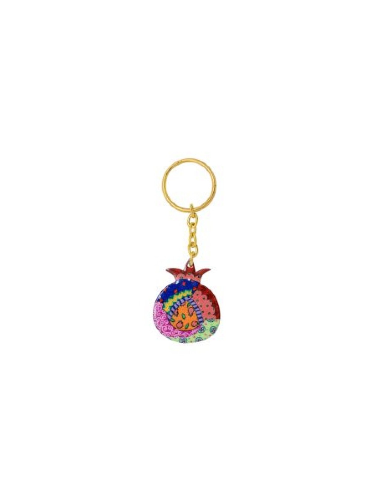 Yair Emanuel Gold Key Chain %96 Colorful Pomegr... | Judaica Keychains