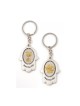 Porte-clés Hamsa en argent avec centre pivotant en or... | Porte-clés Judaica
